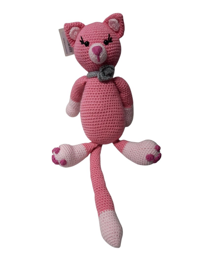 PELUCHE GATITA TEJIDA ROSA