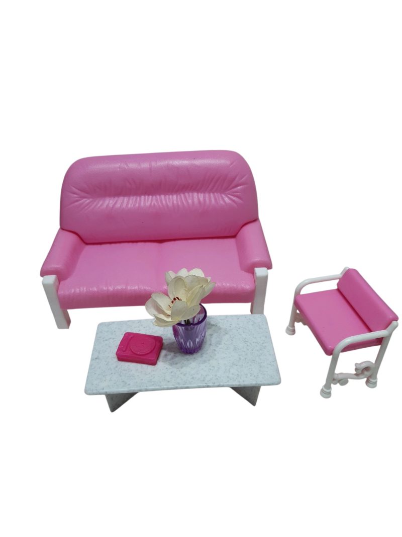 SILLON ROSA CON MESA RATONA FLORERO Y SILLA