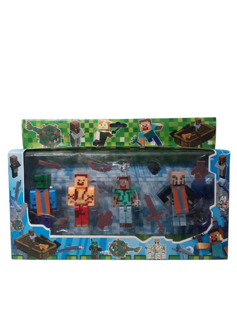 MUÑECOS ESTILO MINECRAFT X4 +9 ACCESORIOS J1072-8