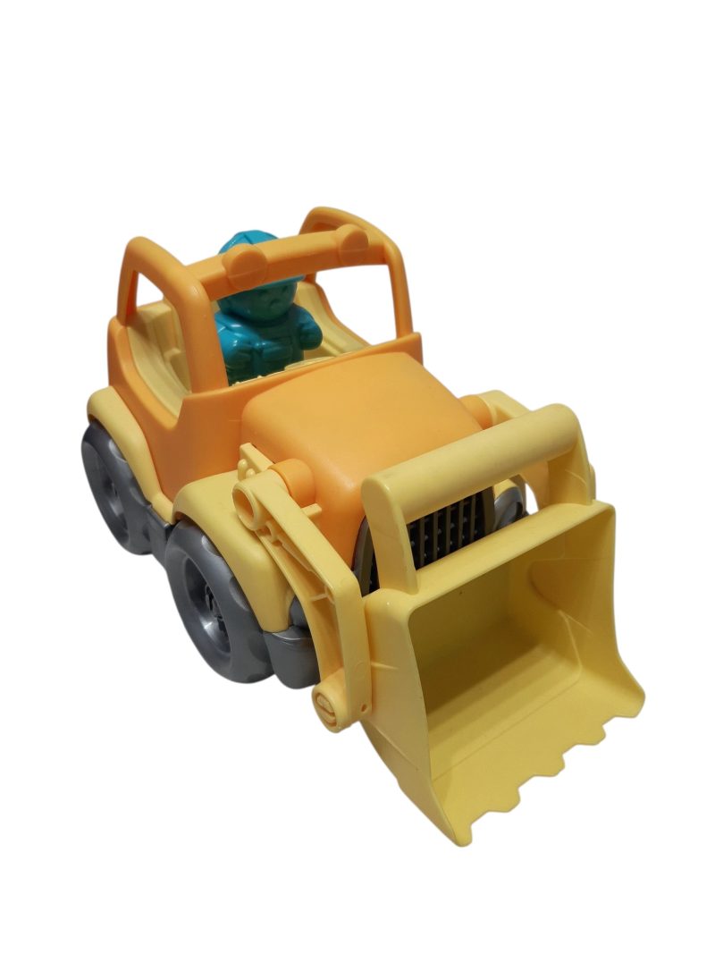 EXCAVADORA AMARILLA CON MACACO CELESTE