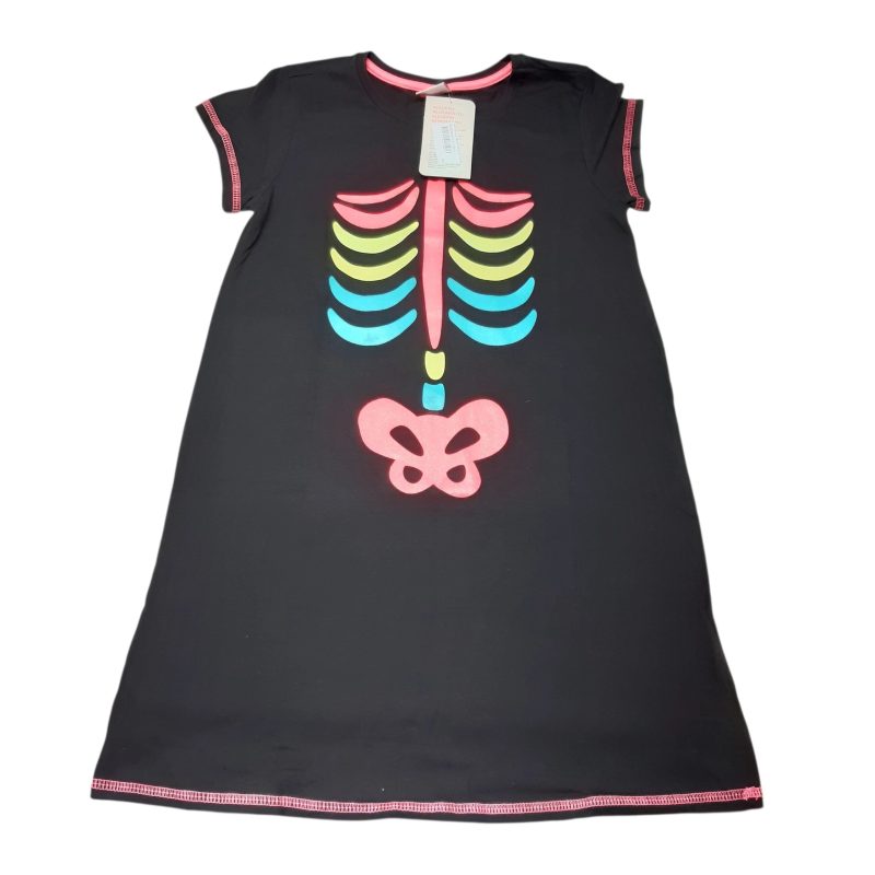 VESTIDO ALG NEGRO ESQUELETO COLORES ACCESORIES T11/12 NUEVO