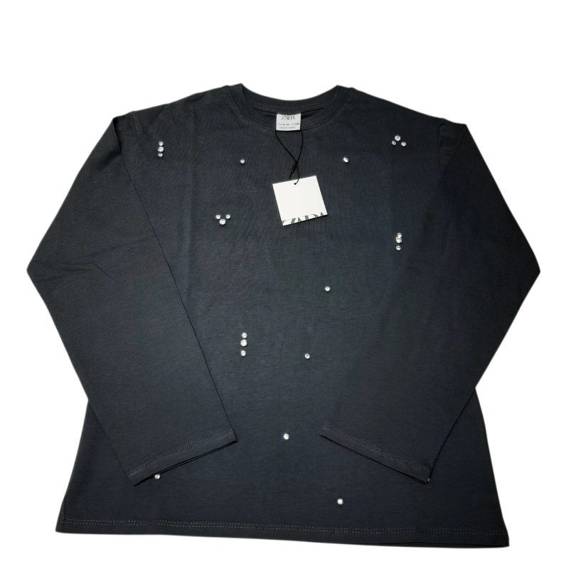 REMERA M/L GRIS PIEDRITAS BRILLOSAS ZARA T9/10 NUEVA