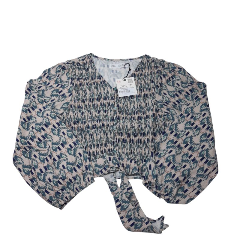 BLUSA CAMISA ELASTICO ROSADO VERDE AZUL ZARA T11/12 NUEVA