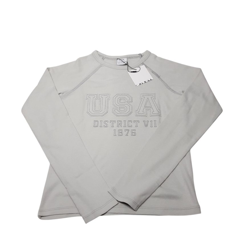 REMERA ALG M/L GRIS USA ZARA T11/12 NUEVA