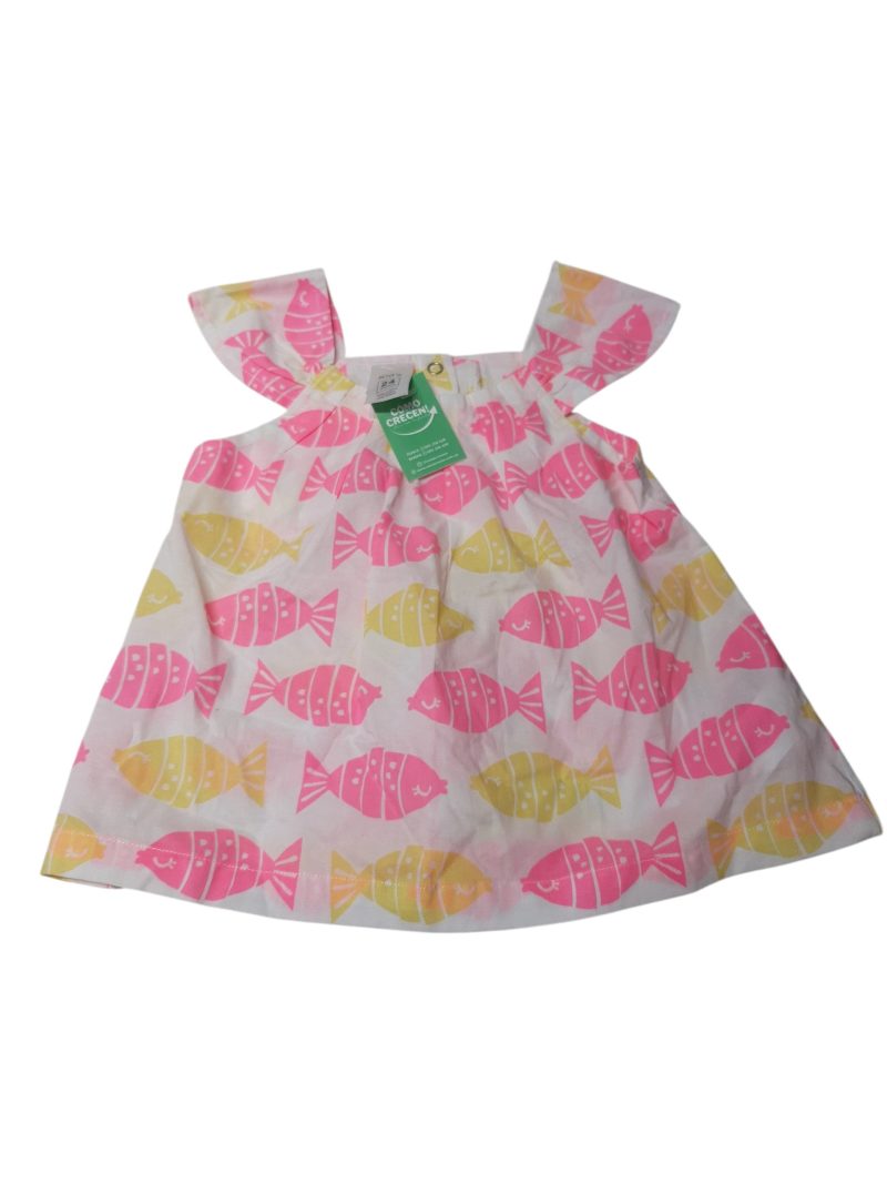MUSCULOSA BLUSA TELA BLANCA PECES ROSADOS AMARILLOS KIDZ T24M