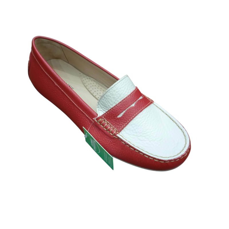 MOCASINES CUERO ROJO CREMITA SUELA GOMA PASQUALINI T 41