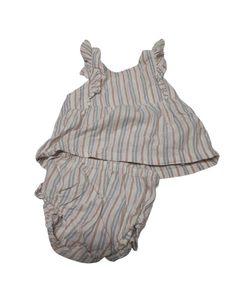 CONJ MUSCULOSA Y SHORT RAYADO BEIGE MARRON ROSA CARTERS T6M