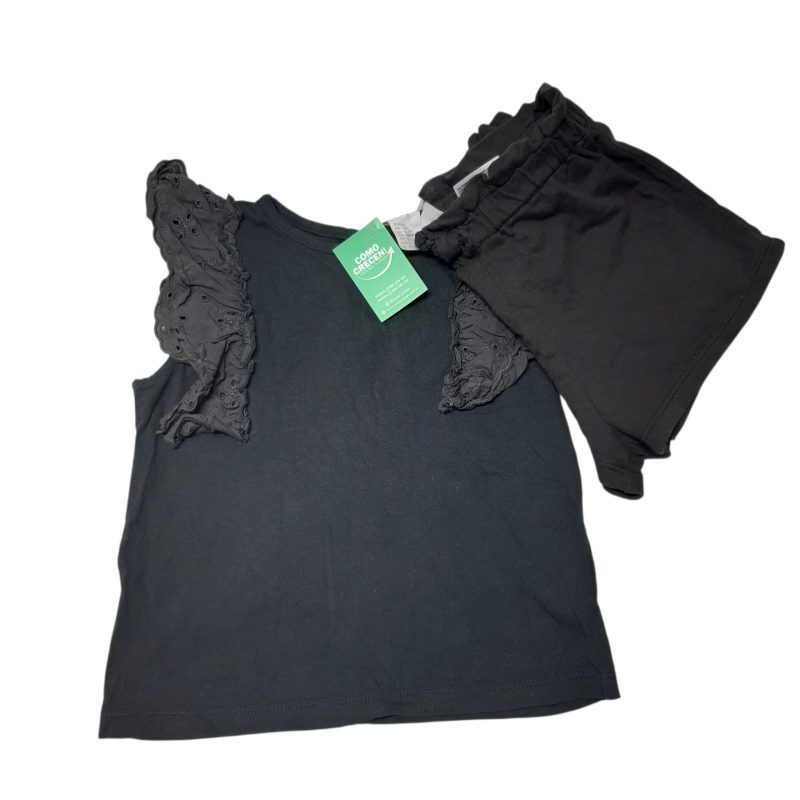 CONJ REMERA Y SHORT ALG GRIS OSCURO BRODERY BORDE H6M T12/18M GT
