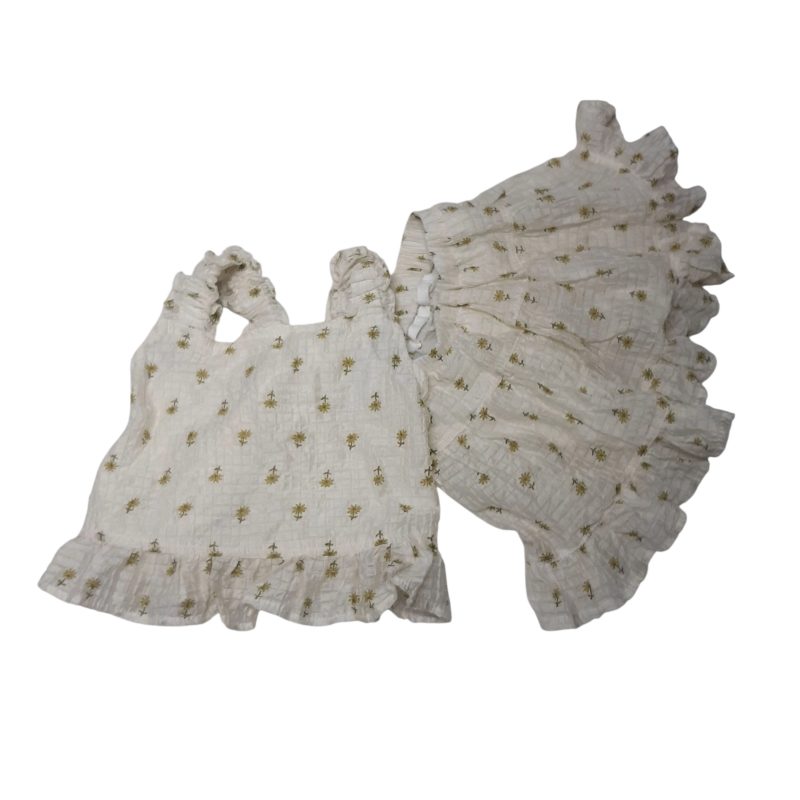 CONJ POLLERA Y BLUSA BCA FLORES VERDES T2AP SIN MARCA
