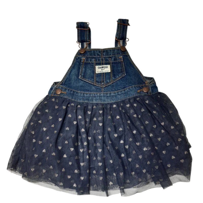 VESTIDO JEAN POLLERA TUL CORAZONES DORADOS OSH KOSH T18M