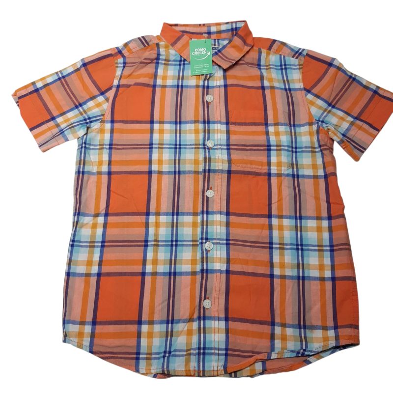 CAMISA CUADROS NARNAJA AZUL AMARILLO OLD NAVY TS 8AP
