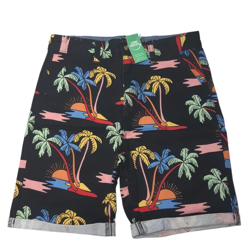 BERMUDA NEGRA PALMERAS COLORES PRIMARK T10/11
