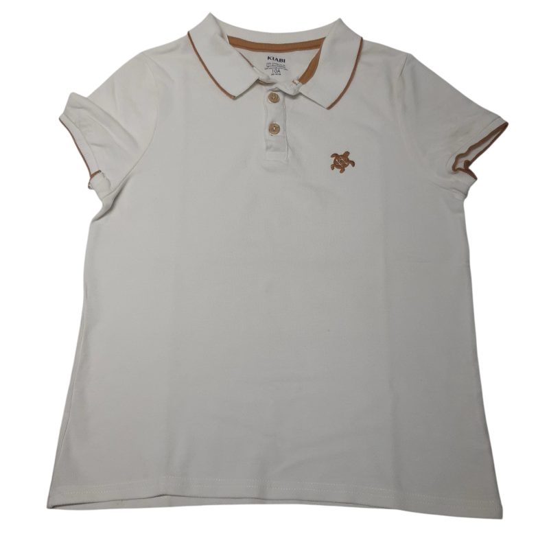 REMERA PIQUE CUELLO BCO BORDE MARRRON KIABI T10