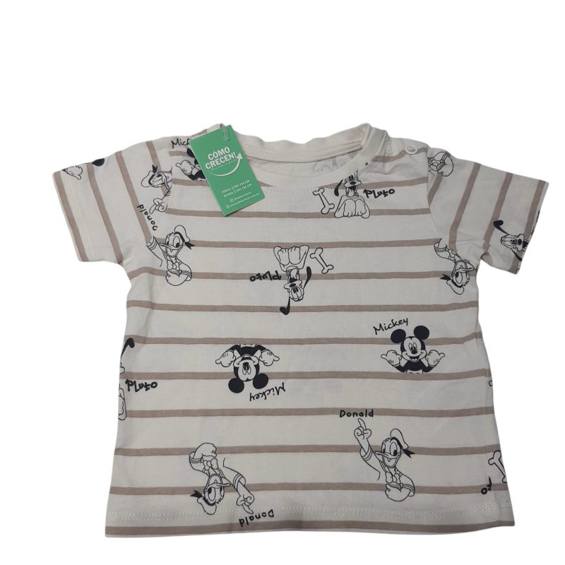 REMERA RAYADA BCA MARRON PERSONAJES DISNEY T6/9M