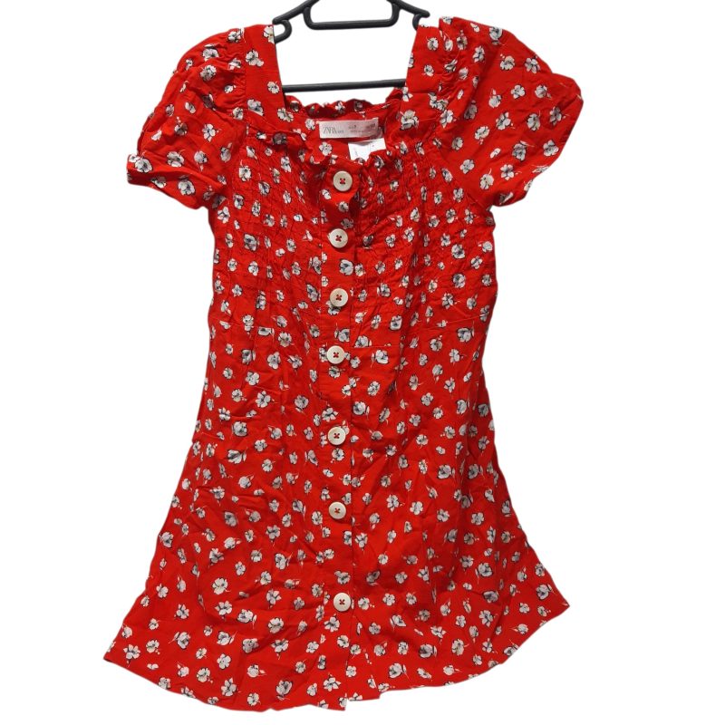 VESTIDO NARANJA FLORES BCAS ZARA T7