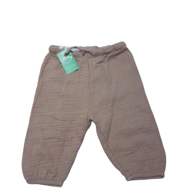 PANTALON ESTILO LINO MARRON ZARA T3/6M