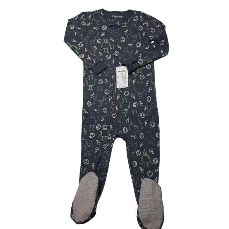 PIJAMA ENTERO ALG GRIS ROBOTS BCO VERDE OSHKOSH T24M NUEVO MCH PIE