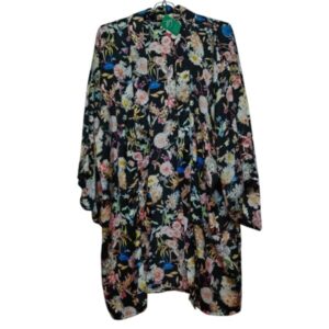 KIMONO NEGRO FLORES JULIETA SIN TALLE