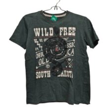 REMERA ALG M/C BLUKIDS T 10 APROX GRIS OSCURO WILD FREE FLECHAS GT