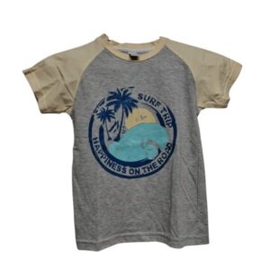 REMERA ALG TKS T 6 GRIS AMARILLO AZUL PALMERAS SURF TRIP