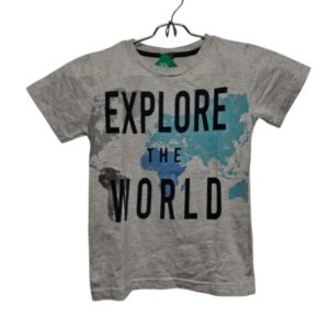 REMERA ALG GUAPA T 6 GRIS AZUL CELESTE EXPLORE THE WORLD ROCE