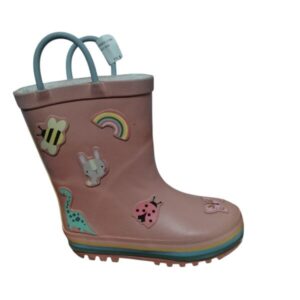 BOTAS DE LLUVIA ROSADAS AMARILLO ANIMALITOS AGARRADERA MONKEY 9/26