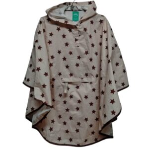 PONCHO DE LLUVIA C CAPUCHA ROSADO BORDO ESTRELLAS