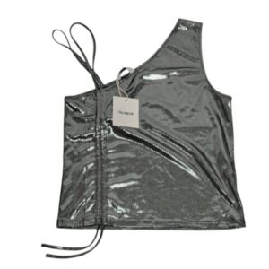 MUSCULOSA 1 HOMBRO ANCHO TIRAS FRUNCE PLATEADO GUAPA TM NUEVO