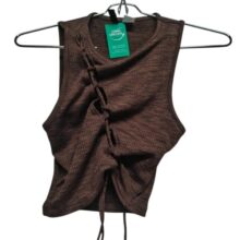 TOP DIVIDED H&M T XXS MARRON PIOLAS TRENZADAS