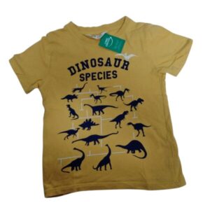 REMERA ALG H&M T 4/6 AMARILLA AZUL DINOSAURIOS