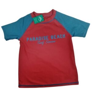 REMERA LICRA PLAYA BAS T 6 ROJA AZUL MANCHITA