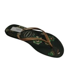 OJOTAS VERDE DORADO FLORES HAVAIANAS T39/40 BORDE DET