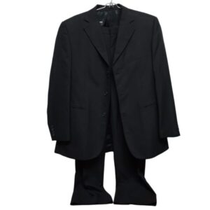 TRAJE SACO Y PANTALON NEGRO RAYAS ENZO GAZZANI T48