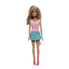 MUÑECA BARBIE VESTIDO ROSADO CELESTE BOTAS COLLAR