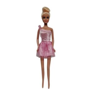 MUÑECA ESTILO BARBIE VESTIDO ROSADO