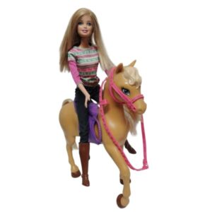 MUÑECA BARBIE EQUITADORA CON CABALLO DET PINTURA