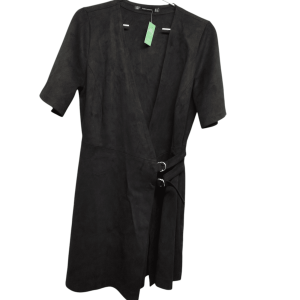 VESTIDO M/C NEGRO TIPO GAMUZA HEBILLAS ZARA TL