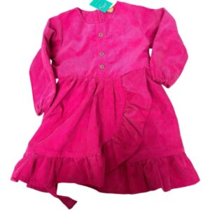 VESTIDO PANA FINA FUCSIA CON LAZO VOLADOS MAY T 4 AP