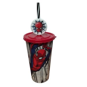 VASO PLASTICO 500 ML SPIDERMAN CON PAJITA