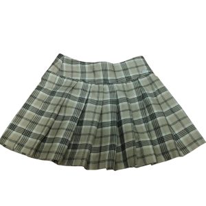 POLLERA TABLEADA CUADROS BEIGE BCO NEGRO BRILLOS MIMO T 8