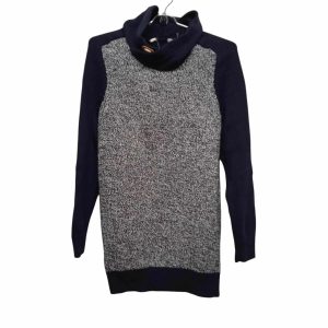 BUZO LANA AZUL BCO JASPEADO CUELLO ALTO T S APROX DET S/APLIQUE