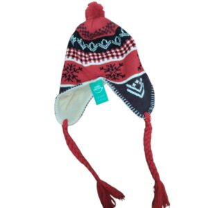 GORRO ROJO NEGRO POM PON TAPA OREJAS