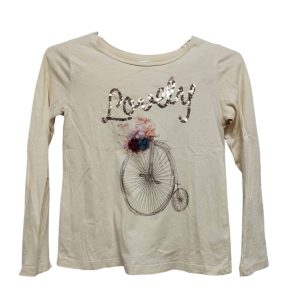 REMERA ALG CREMITA LOVELY BICICLETA LENTEJUELAS FLORES ZARA T 10