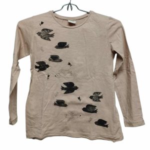 REMERA ALG BEIGE PAJAROS  BRILLOS ZARA T 8 GT