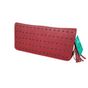 BILLETERA MONEDERO CUERINA ROJO TACHAS