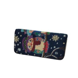 MONEDERO BILLETERA TEJIDO AZUL BUHOS