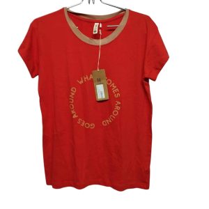 REMERA ALG NARANJA MARRON CIRCULO FRASE INDIAN T M NUEVA