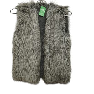 CHALECO PELUDITO GRIS NEGRO  T 13-14 APROX