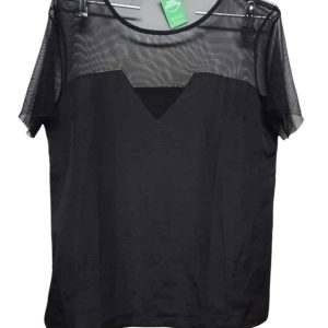 REMERA NEGRA COMBINADA RASO TELA RED T M APROX
