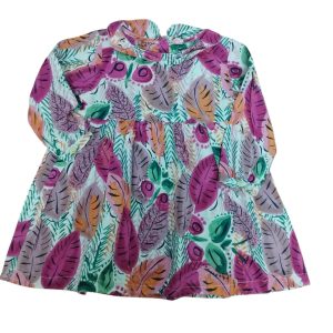 VESTIDO TELA BLANCO HOJAS LILA FUXIA THOMAS TRENT T12/18M